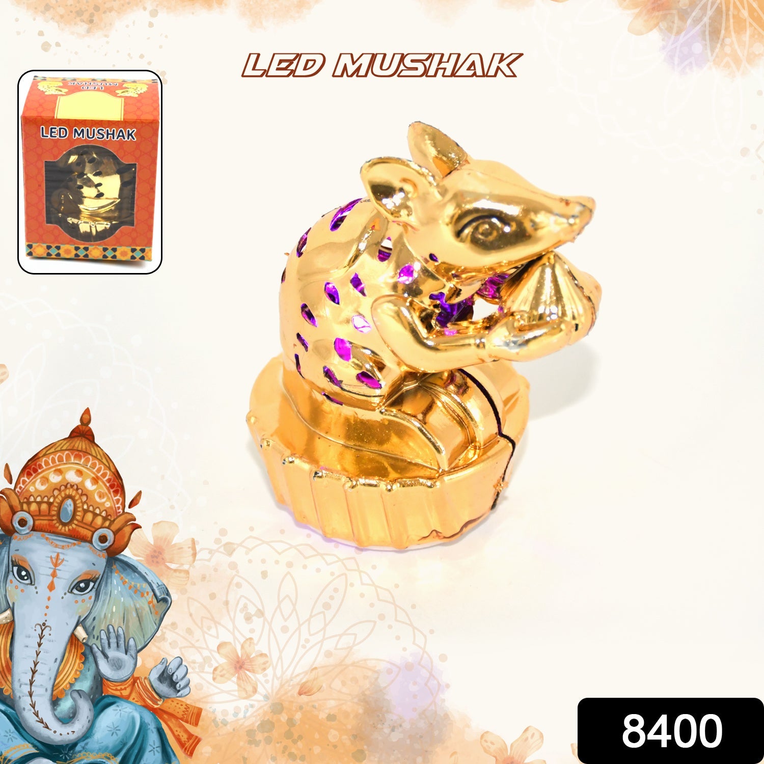 Multicolour LED Mushak for Ganpati Décor Multicolour LED Mushak for Ganpati Décor